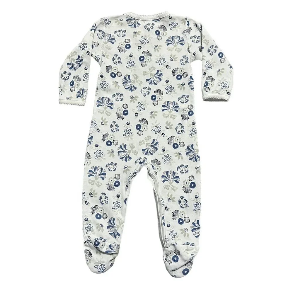 Feather Baby 3-6m Floral Pima Cotton Footie Sleeper